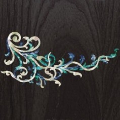 Grand sticker guitare fleur de vigne bleu abalone