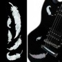 Grand sticker guitare plumes blanches