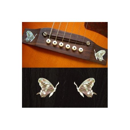 Sticker guitare chevalet papillon blanc abalone (2 pieces)