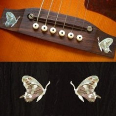 Sticker guitare chevalet papillon blanc abalone (2 pieces)