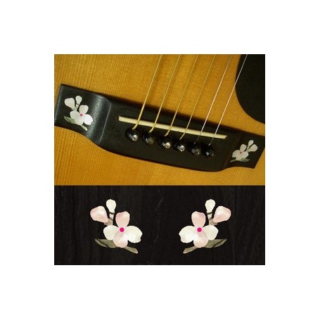 Sticker guitare chevalet fleur blanc abalone (2 pieces)