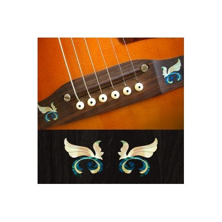 Sticker guitare chevalet petites ailes bleu abalone (2 pieces)