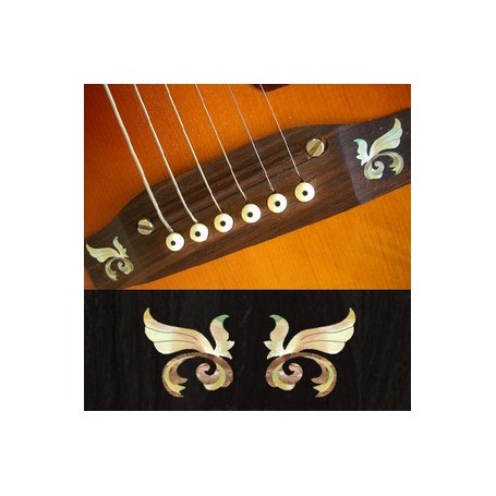 Sticker guitare chevalet petites ailes blanc abalone (2 pieces)