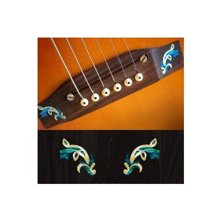 Sticker guitare chevalet traditionnel bleu abalone (2 pieces)