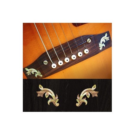 Sticker guitare chevalet traditionnel blanc abalone (2 pieces)