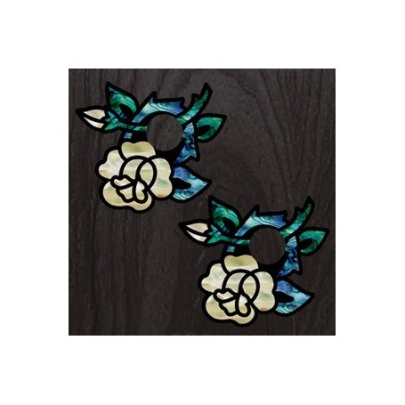 Sticker guitare chevalet rose blanc abalone (2 pieces)