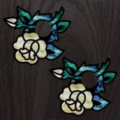 Sticker guitare chevalet rose blanc abalone (2 pieces)