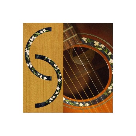 Sticker guitare rosace fleurs acoustique