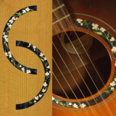 Sticker guitare rosace fleurs acoustique