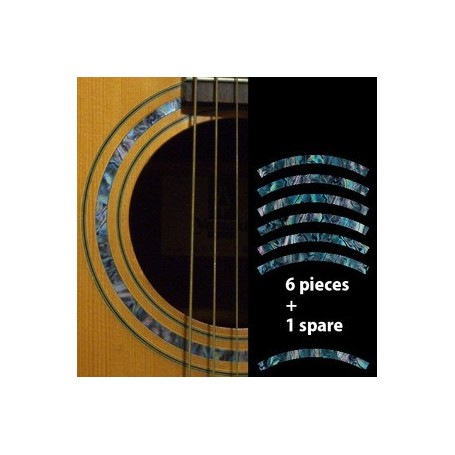 Sticker guitare rosace decoupe bleu abalone