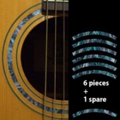 Sticker guitare rosace decoupe bleu abalone