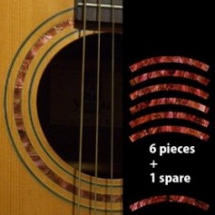 Sticker guitare rosace decoupe rouge abalone