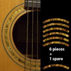 Sticker guitare rosace decoupe jaune abalone