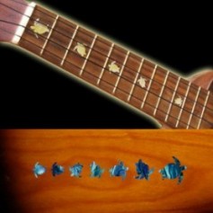 Sticker guitare ukulele tortue touche bleu abalone