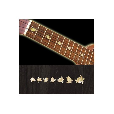 Sticker guitare ukulele tortue touche blanc abalone