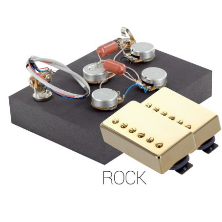 Pack électronique copie LesPaul 3 positions - Micros Rock doré