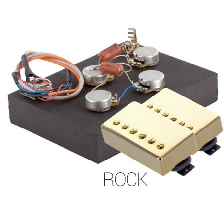 Pack électronique copie LesPaul 6 positions - Micros Rock doré