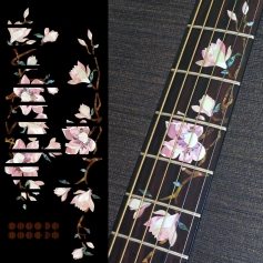 Sticker Magnolia à fleurs roses touche guitare