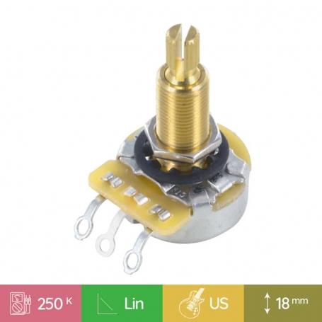 Potentiomètre guitare US CTS long LesPaul® 250k Linéaire