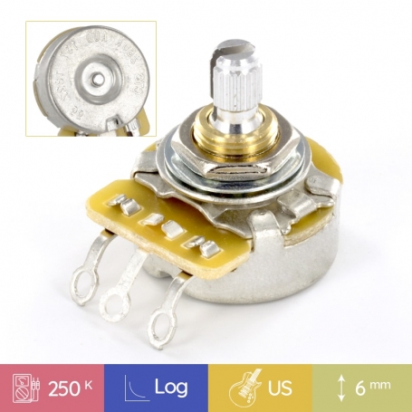 Potentiomètre guitare US CTS court Stratocaster 250k log