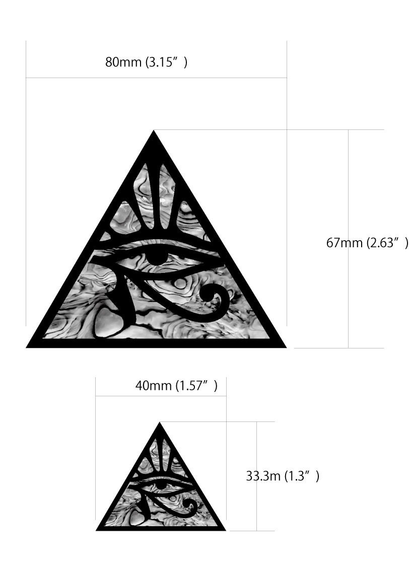 dimensions stickers oeil pyramide pour corps